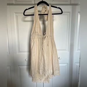 Urban Outfitters Sunshine Linen Halter Mini Dress